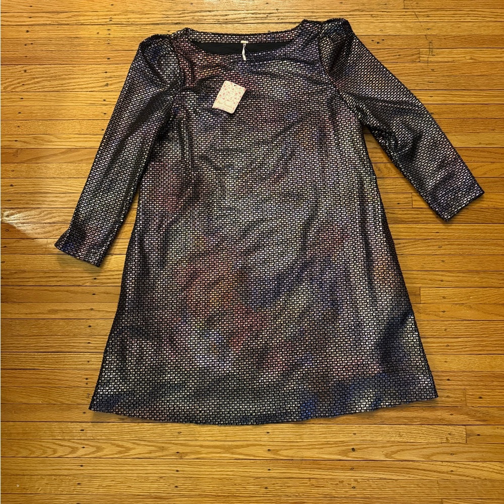 Free People Shimmering Purple Long Sleeve Dress